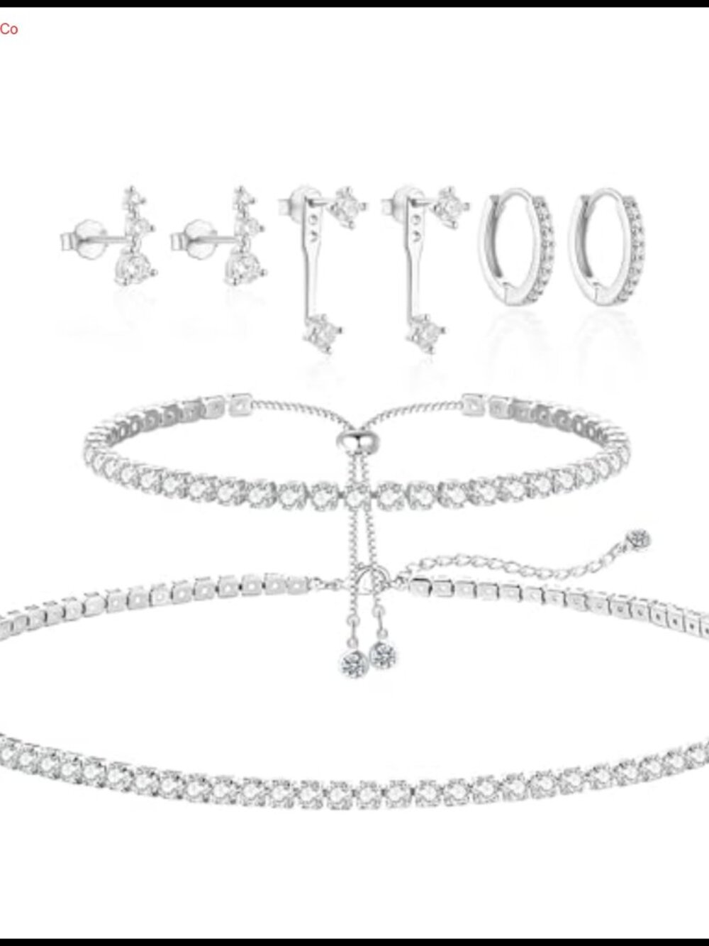 Cubic Zirconia Tennis Necklace Bracelet Earrings Jewelry Set for Women Wedding